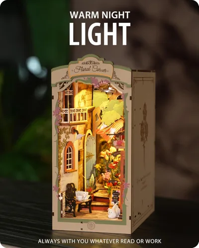 Miniatura 5 de Rincón de Libros DIY Esquina Floral, Kits de Rompecabezas 3D Rincón de Libros para Adultos, Rincones de Libros Decorativos para Estantería Escenas