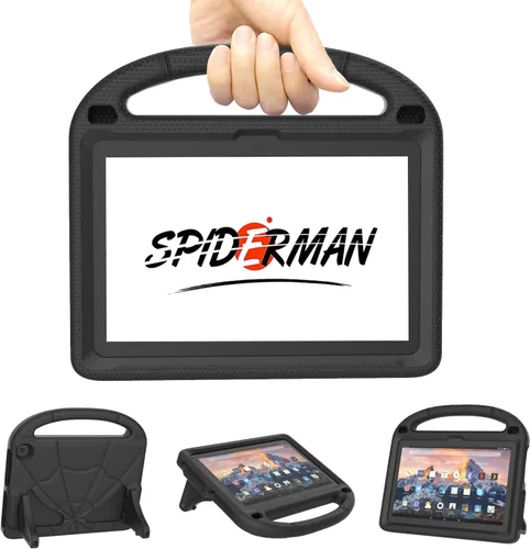 Estuche para niños para nueva pestaña 8 pulgadas 2024, cubierta antideslizante a prueba de golpes con mango Kickstand Kids Cover - Negro