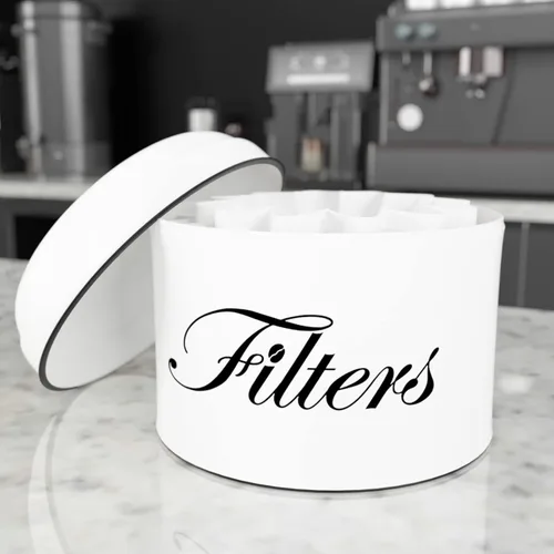 Miniatura 7 de Soporte para filtro de café, cesta blanca, almacenamiento de filtro de café con tapa, recipiente redondo para filtro de café para mostrador, Blanco