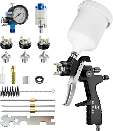Kit Premium de Pistola de Pulverización de Aire LVLP con Boquilla de 1.3/1.5/1.7mm y Regulador de Aire, Pulverizador de Pintura Automotriz, para