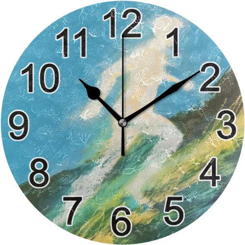 Miniatura 64 de Hummingbird - Reloj de pared de resorte redondo de 10 pulgadas, sin tictac, silencioso, funciona con pilas, reloj analógico atómico de cuarzo