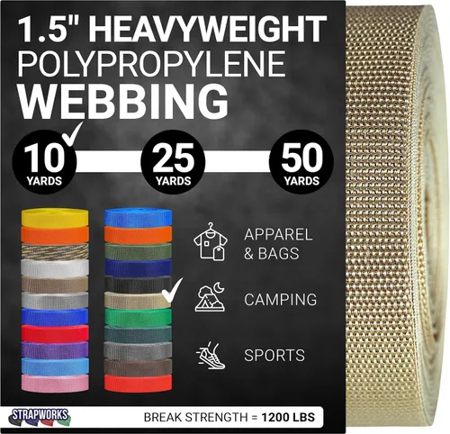 Miniatura 42 de Strapworks Heavyweight Polypropylene Webbing - Heavy Duty Poly Strapping for Outdoor DIY Gear Repair, 1.5 Inches