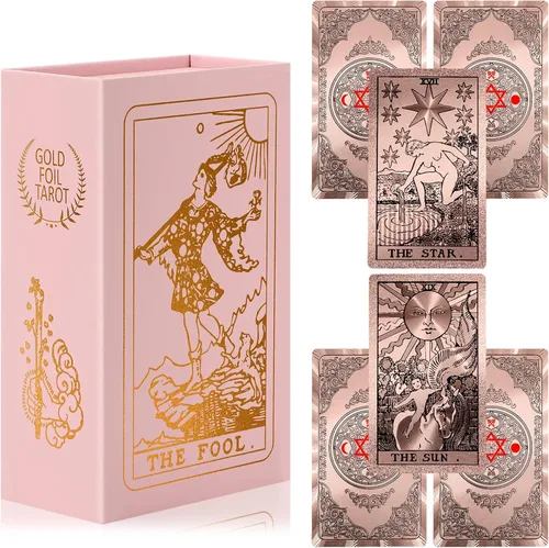 Cartas de Tarot para Principiantes Cartas de Tarot Impermeables con Libro Guía Lámina Dorada con Significados en Ellas 78 Cartas Originales Clásicas