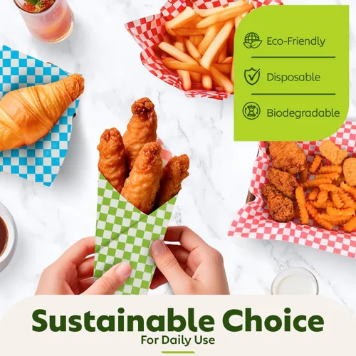 Miniatura 4 de Culiware - Hojas de papel Deli, 12 x 12 pulgadas, 1000 unidades, hoja de cera a cuadros clásica, forros de canasta de alimentos precortados, papel