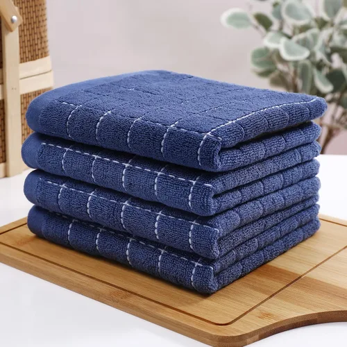 Miniatura 8 de Homaxy Toallas de cocina de rizo de algodón 100% (azul marino, 13 x 28 pulgadas), diseño a cuadros, suaves y súper absorbentes, paquete de 8
