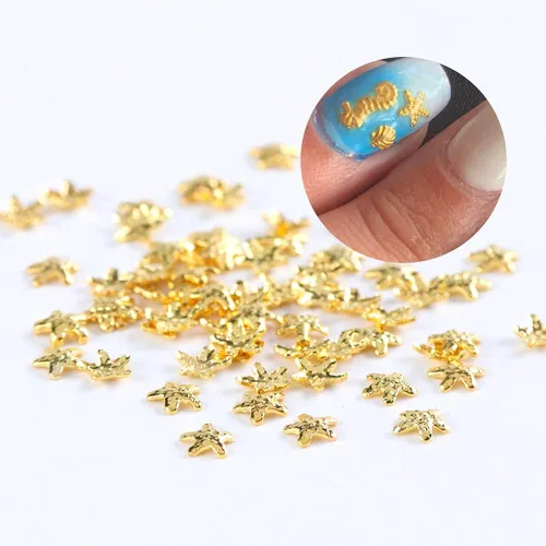 Miniatura 3 de Calcomanías de metal 3D para uñas, 12 formas, purpurina holográfica y lentejuelas, kit de suministros de arte dorado, caballito de mar, hojas