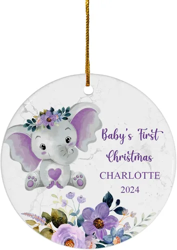 Miniatura 13 de FLOCHIL Adorno personalizado para la primera Navidad del bebé 2024 para niña, adorno personalizado de primera Navidad para bebés 2024 con nombre