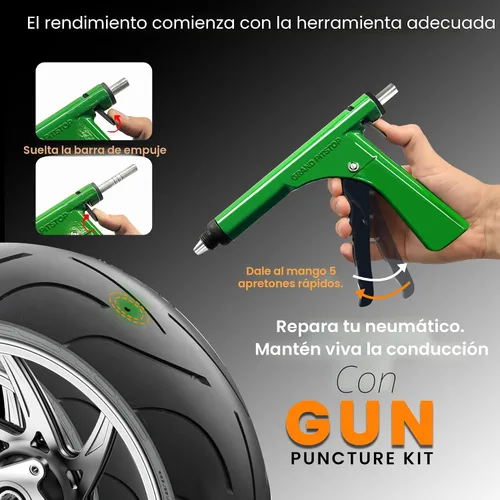 Miniatura 6 de GRAND PITSTOP Kit de Reparación de Pinchazos con Pistola para Neumáticos Sin Cámara con Tapón de Hongo para Pinchazos y Desinflados de Neumáticos