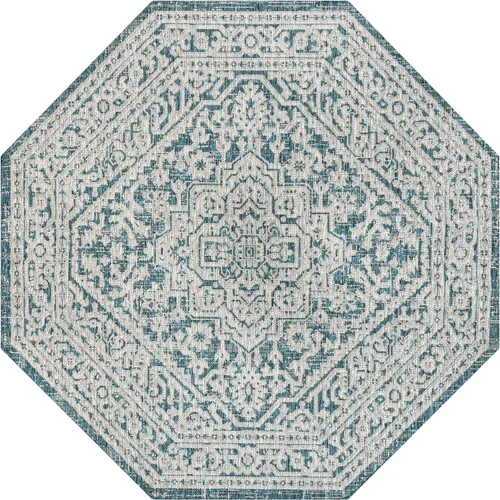 Miniatura 101 de Eyely BMS101D-28 - Alfombra de pasillo con textura de medallón de Santa Mónica Slesi, para interiores y exteriores, estilo costero, bohemio, Gris