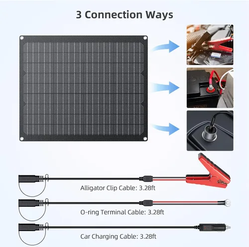 Miniatura 7 de ZOUPW Cargador de batería solar de 40 W y 12 V, 2 unidades de mantenimiento de batería solar de 20 W con controlador de carga inteligente integrado