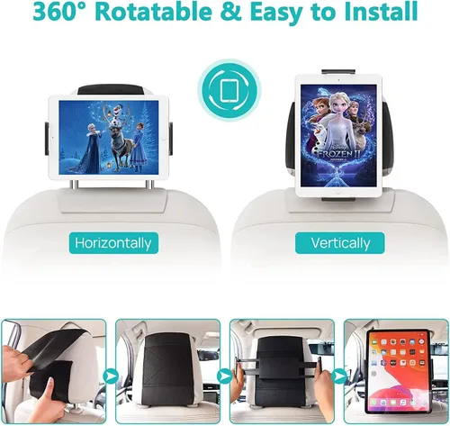 Miniatura 4 de Soporte para tablet con reposacabezas, soporte para iPad para asiento trasero de automóvil, soporte para tableta, iPhone, Fire HD y todos