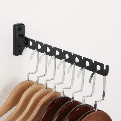 Alise Perchero para colgar ropa en la pared, color negro, plegable, gancho para ropa, organizador de almacenamiento, organizador giratorio para
