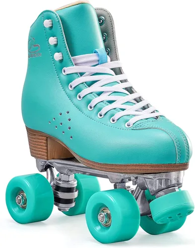 PAPAISON Patines de ruedas para mujeres y hombres, de lujo de 2 capas de microfibra de cuero de doble fila - Patines clásicos de ruedas para niñas,