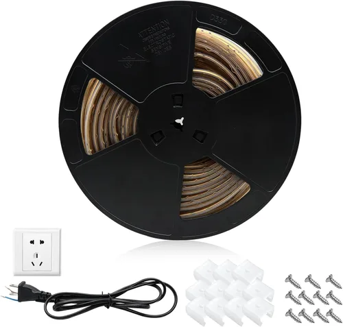 Miniatura 7 de Tira de luces LED COB de 110 V, 32.8 pies, IP67, impermeable, blanco frío, súper brillante, regulable, cinta LED cortable, cuerda de neón flexible