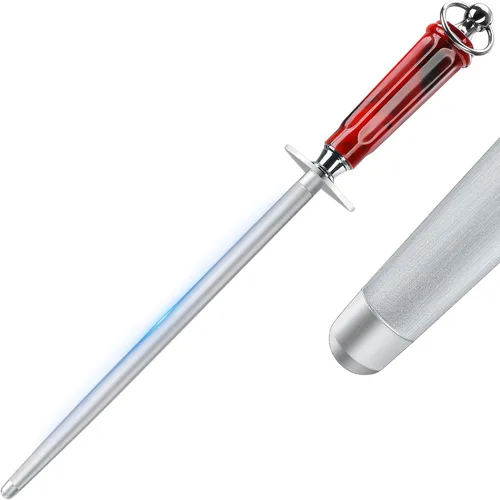 Miniatura 7 de Huusk Afilador de cuchillos de 10 pulgadas, afilador de acero de acero de alto carbono, afiladores de cuchillos de cocina con puntas magnetizadas