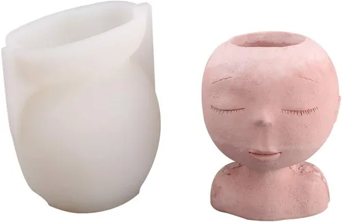 Miniatura 7 de Nicole Face Cement Flower Pot Mold Nordic Style Horcrete Mold Abstract Design Plant Flower Pot Molde de silicona SH0613
