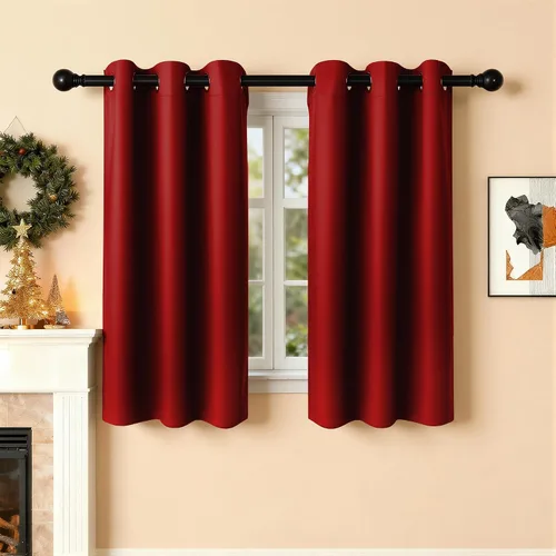 Miniatura 86 de Cortinas de oscurecimiento de habitación de 45 pulgadas de largo para dormitorio y sala de estar, cortinas térmicas aislantes con ojales