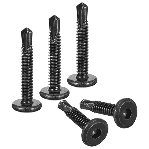 Miniatura 22 de uxcell Tornillos Autorroscantes de Hexágono Interior, 1/4 x 1-5/8" Tornillo de Perforación de Cabeza Plana de Chapa de Acero Inoxidable 410, 100