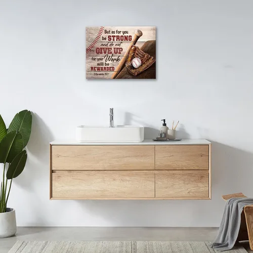 Miniatura 6 de Arte de pared cristiano de béisbol para decoración de habitación de niños, pintura de lona con escritura deportiva, impresiones de citas Crónicas