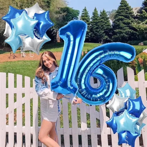 Miniatura 5 de Globo grande de aluminio 60, 40 pulgadas, color verde azulado oscuro, globo autoinflable del número 60 para hombres de 60 cumpleaños, globos de Azul
