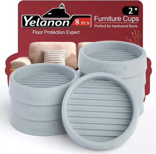 Posavasos para muebles - 8 piezas, vasos de ruedas de muebles redondos de 2" - Almohadillas antideslizantes para suelos de madera dura, pinzas