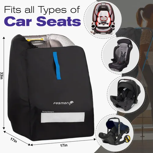 Miniatura 2 de Fosmon Bolsa de viaje para asiento de automóvil para avión, correas acolchadas ajustables para mochila, bolsa grande para viajes aéreos, funda