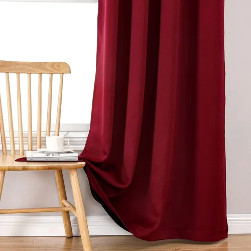 Miniatura 6 de ChrisDowa Cortinas 100% Opacas para Dormitorio con Forro Negro, 2 Capas Gruesas Totalmente Opacas con Aislamiento Térmico y Ojales, Cortinas