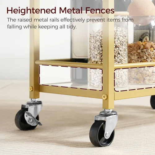 Miniatura 7 de MAHANCRIS Carrito de bar para el hogar, carrito de bebidas de 3 niveles con ruedas, carrito de servicio de bar en casa, carrito de mini bar
