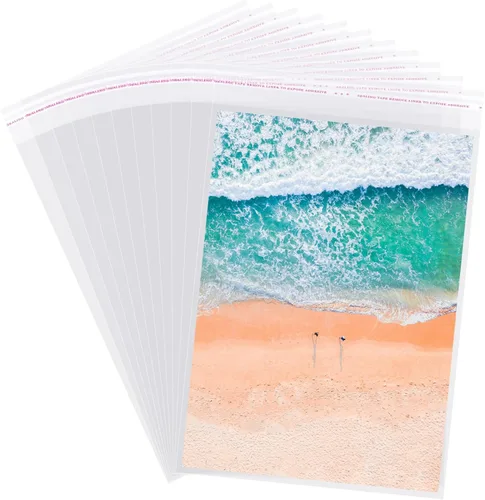 Miniatura 10 de Bolsas de plástico de celofán resellables transparentes autoadhesivas para embalaje de camisas, ropa y productos, 100 bolsas de celofán
