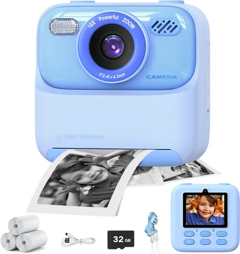 Masterbee Cámara para Niños con Impresión Instantánea, Regalos de Cumpleaños para Niñas y Niños, Cámara Digital para Niños, Video HD 1080P, Juguetes