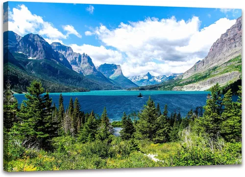 Miniatura 9 de SKASNFAI Arte de Pared en Lienzo del Parque Nacional, Pintura de Paisaje Natural de Montaña, Arte Enmarcado para Decoración del Hogar, para Sala