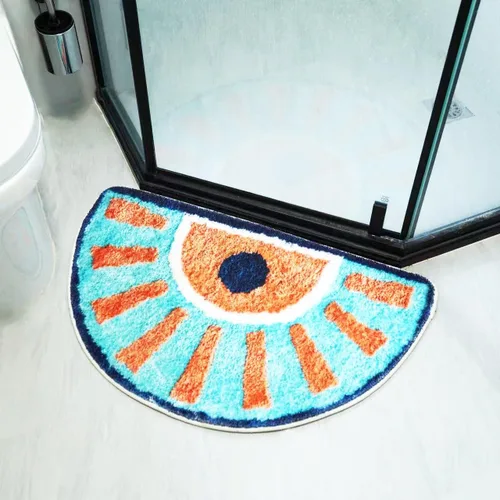 Miniatura 6 de Tapete de baño lavable para baño, 31 x 20 pulgadas, medio círculo, antideslizante, pequeño, absorbente, de secado rápido, alfombra de felpa