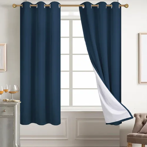 Miniatura 126 de Diraysid Cortinas 100% opacas de lino beige para dormitorio, con ojales, aislamiento térmico, cortinas de oscurecimiento de habitación