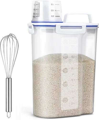 Miniatura 11 de Uppetly Contenedores herméticos de almacenamiento de alimentos secos de arroz, dispensador de plástico sin BPA con boquilla vertible, taza medidora