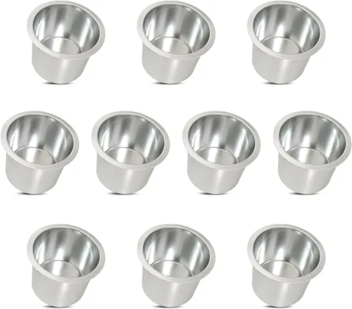 Yuanhe Portavasos de Aluminio Jumbo - Paquete de 10 Portavasos Plateados para Mesa de Juego de Póker, Ideal para Casino, Sofá, Barcos, Pontón, Banco