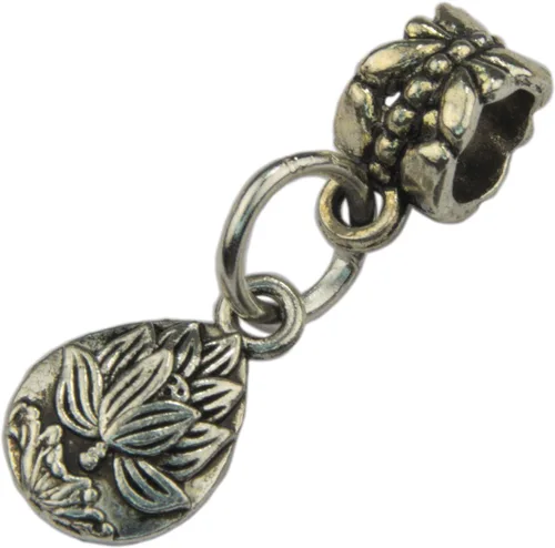 Encanto, flor de loto antiguo color plata colgante encanto, aleación, No es una piedra preciosa
