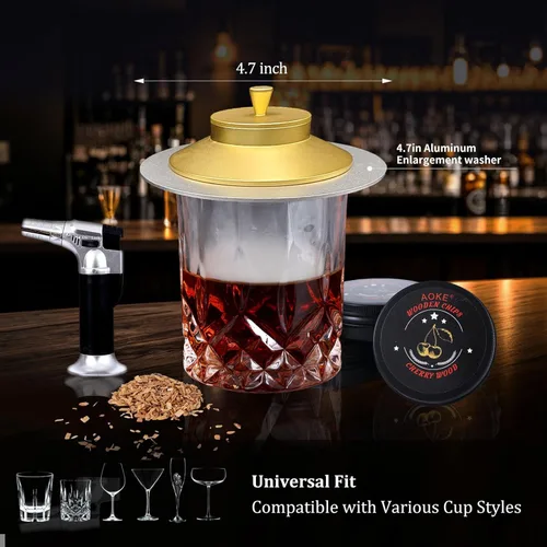 Miniatura 2 de Kit de ahumador de cóctel con antorcha, paquete de 2 kits de ahumador de whisky de metal, kit de ahumador de metal a la antigua, regalos de whisky