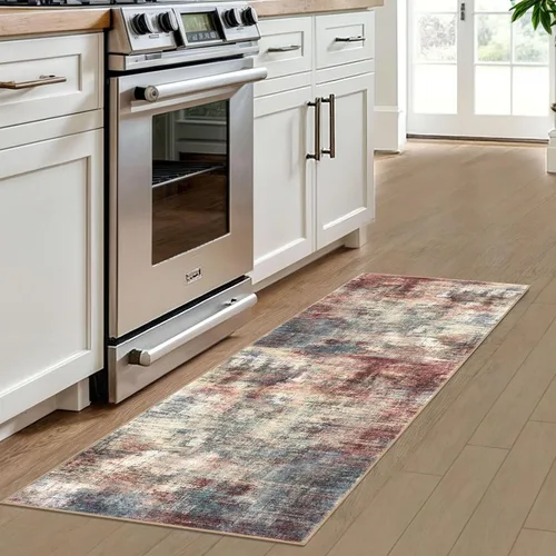 Miniatura 344 de IOHOUZE Alfombra abstracta lavable de 3 x 12 pies para pasillos, antideslizante para cocina, camino de entrada de lana sintética para interiores