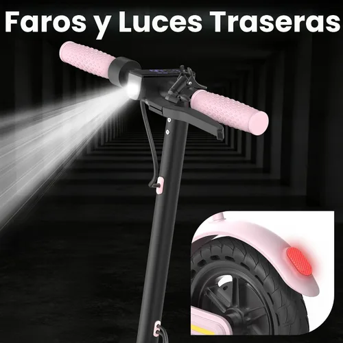 Miniatura 7 de WERHY Scooter eléctrico plegable para niños, motor de 350 W, alcance máximo de 12/16 millas, velocidad máxima de 19 MPH, neumático sólido de 8.5 Rosa