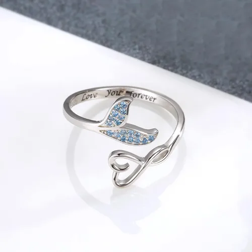 Miniatura 3 de zaxsj S925 Sterling Silver Mermaid Jewelry for Women - Mermaid Tail Love You Forever Blue Sea Wave Marine Jewelry Set for Girls Ocean Lovers