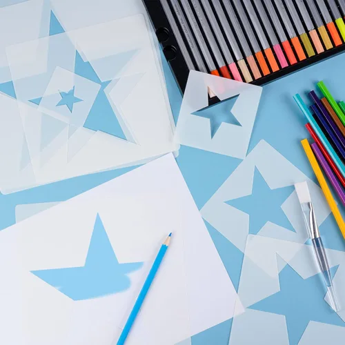 Miniatura 5 de Plantilla de estrella grande para pintar Plantilla de estrella de 5 puntas Plantillas de plástico reutilizables, para decoración del hogar, artes