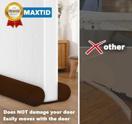 Miniatura 7 de MAXTID - Topes para puertas protectores de corrientes de aire, tope marrón ajustable de doble cara para puertas de 32 a 38 pulgadas, para puerta