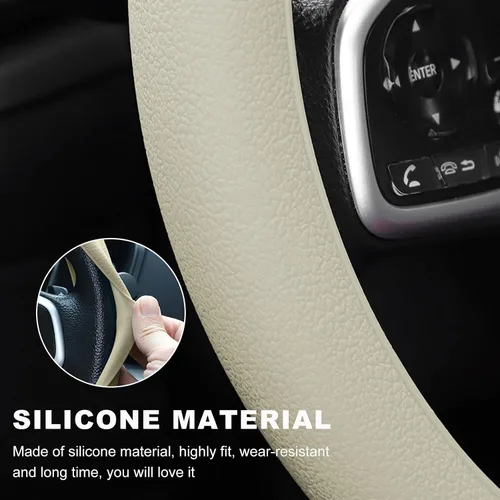 Miniatura 4 de DXNQ Funda protectora de silicona antideslizante para volante de automóvil, de 13 a 14.17 pulgadas, suave, flexible, absorbente de golpes
