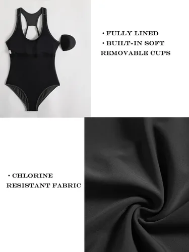 Miniatura 5 de Traje de baño de una pieza para mujer, modesto atlético, espalda cruzada, traje de baño para niñas adolescentes