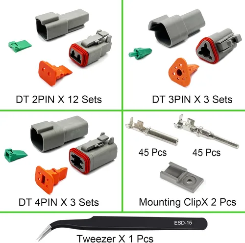 Miniatura 2 de Deutsch Kit de conectores de 20 juegos, kit de conectores DT de 2/3/4/6/8/12 pines, conectores de cable impermeables para automóviles, kit