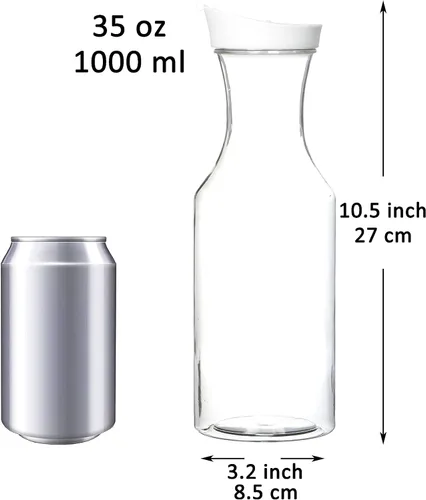 Miniatura 2 de Youngever Paquete de 3 jarras de plástico de 35 onzas, jarra de agua transparente reutilizable, recipientes para bebidas con tapas