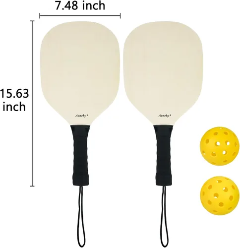 Miniatura 4 de Aoneky Juego de paletas de pickleball de madera para interiores o exteriores