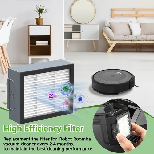 Miniatura 7 de Piezas de repuesto para iRobot Roomba Combo i5, i5+, j5, j5+ robot aspirador, kit de accesorios: cepillos de goma dobles multisuperficie + 4 filtros