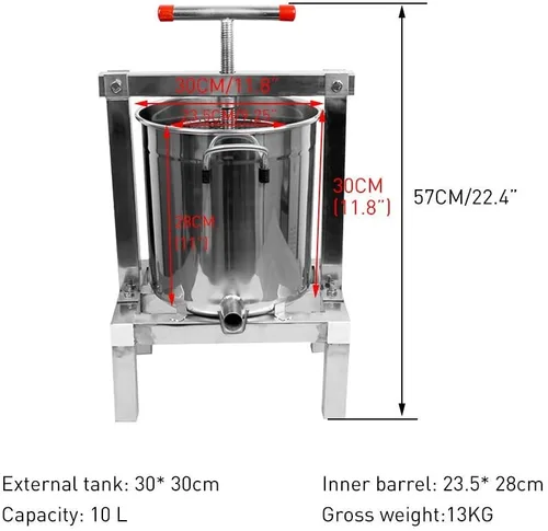 Miniatura 8 de Aimee-JL Extractor de prensa de miel de abeja grande, prensador de cera de abeja, manual para el hogar, máquina de apicultura, uva, jugo de frutas