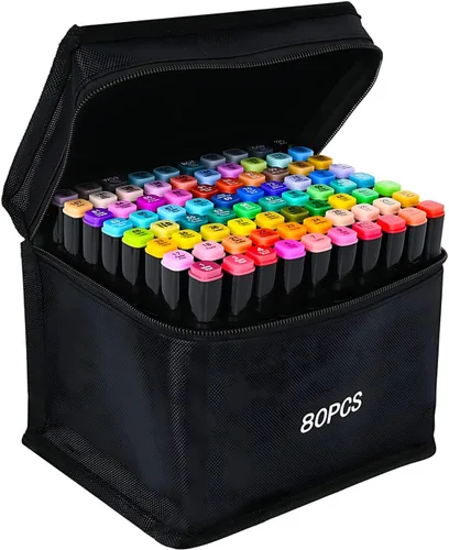ZECHOMA Marcadores de alcohol de 80 colores, arte de dibujo, marcadores de doble punta, perfectos para niños, niñas, estudiantes adultos (80
